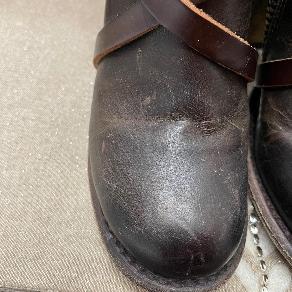 Freebird Baker Boots Women Size 6 Brown Mid-Calf Chunky Heel Strappy - Picture 12 of 12